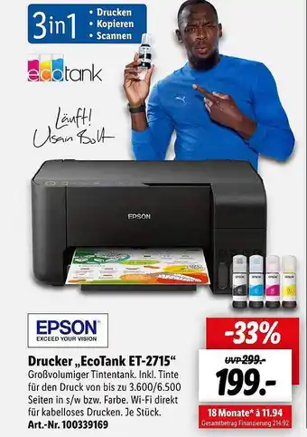 Lidl Epson Drucker Ecotank Angebot