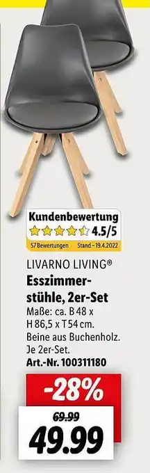 Lidl Livarno Living Esszimmer-stühle 2er-set Angebot