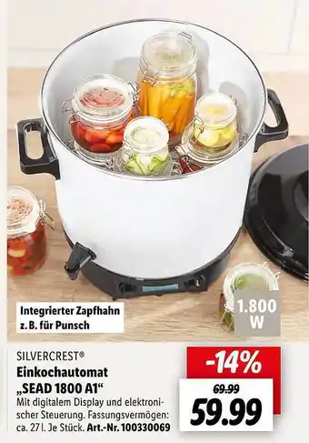 Lidl Silvercrest Einkochautomat „sead 1800 A1” Angebot