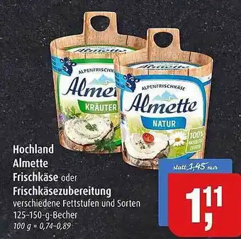 Markant Hochland Almette Frischkäse Oder Frischkäsezubereitung Angebot