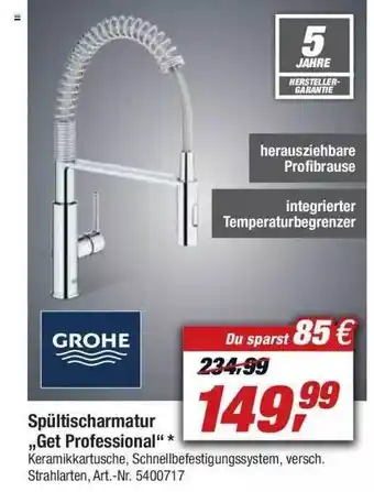 toom Baumarkt Grohe Spültischarmatur „get Professional” Angebot