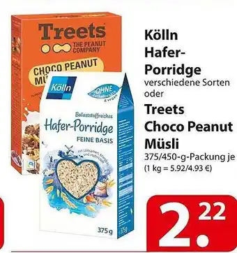 Famila Nord Ost Kölln Hafer-porridge Oder Treets Choco Peanut Müsli Angebot