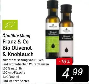 KONSUM Ölmühle Moog Franz & Co. Bio Olivenöl & Knoblauch 100 ml Flasche Angebot