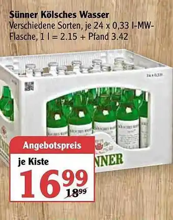 Globus Sünner Kölsches Wasser Angebot
