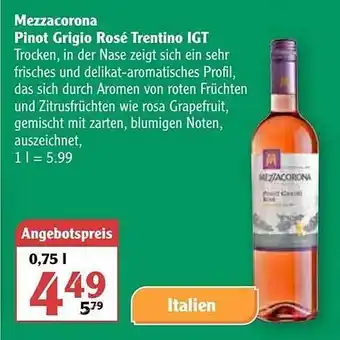 Globus Mezzacorona Pinot Grigio Rosé Trentino Igt Angebot