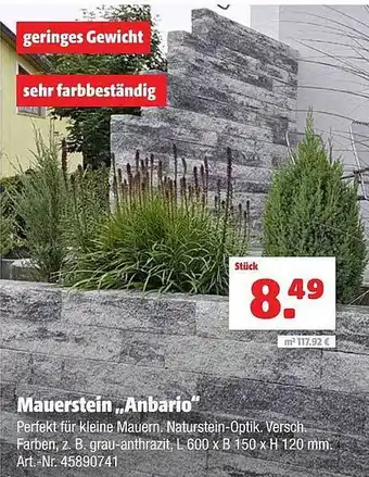 Hagebau Mauerstein „anbario” Angebot