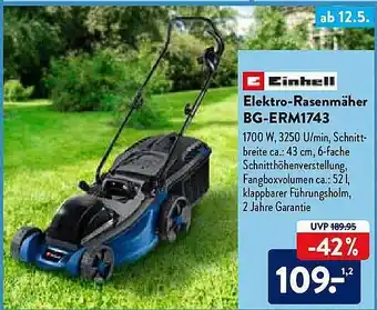 Aldi Nord Einhell Elektro-resenmäher Bg-erm1743 Angebot