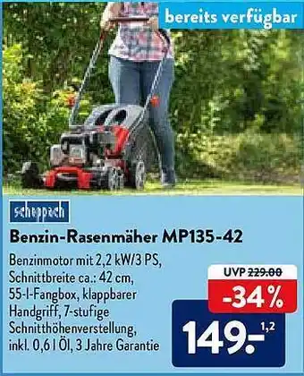 Aldi Nord Scheppach Benzin-rasenmäher Mp135-42 Angebot
