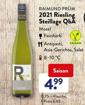 Aldi Süd Raimund Prüm 2021 Riesling Steillage Qba Angebot