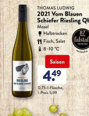 Aldi Süd Thomas Ludwig 2021 Vom Blauen Schiefer Riesling Qba Angebot