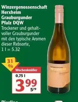 Globus Winzergenossenschaft Herxheim Grauburgunder Pfalz Dqw Angebot