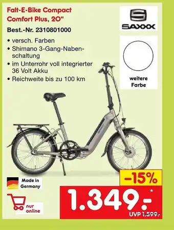 Netto Marken-Discount Falt-e-bike Compact Comfort Plus 20 Angebot