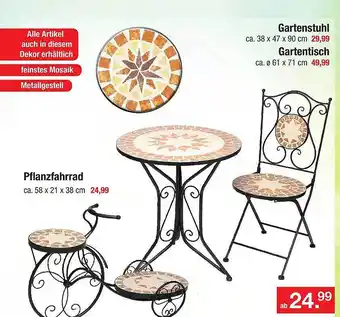 Zimmermann Pflanzfahrrad, Gartenstuhl, Gartentisch Angebot