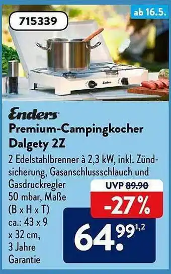 Aldi Süd Enders Premium-campingkocher Dalgety 2z Angebot