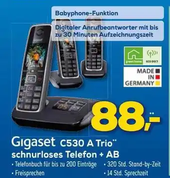 Euronics XXL Gigaset C530 A Trio Schnurloses Telefon + Ab Angebot