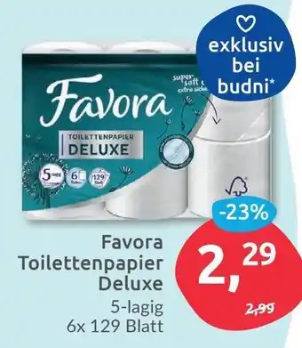 Budni Favora Toilettenpapier Deluxe 5-lagig, 6x129 Blatt Angebot