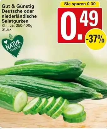 WEZ Gut & Günstig Deutsche oder niederländische Salatgurken 350-400 g Angebot