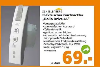 Globus Baumarkt Schellenberg Elektrischer Gurtwickler „rollo Drive 45” Angebot