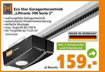 Globus Baumarkt Hofmann Eco Star Garagentorantrieb „liftronic 700 Serie 2” Angebot