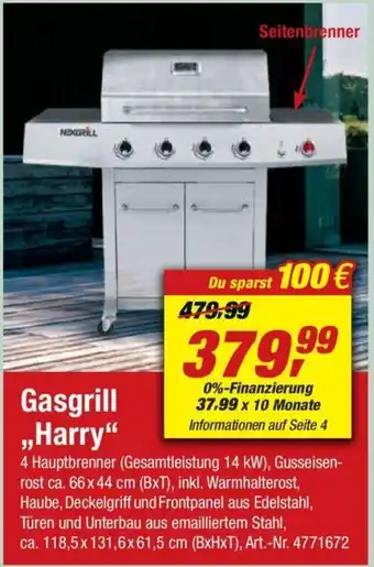 toom Baumarkt Gasgrill ,,Harry" Angebot