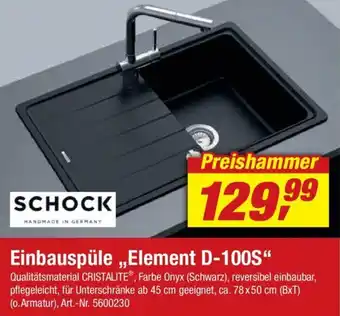 toom Baumarkt Schock Einbauspüle ,,Element D-100S" Angebot