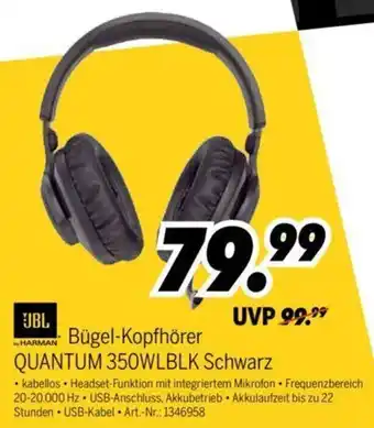 MEDIMAX JBL Bügel Kopfhörer Quantum 350WLBLK Schwarz Angebot