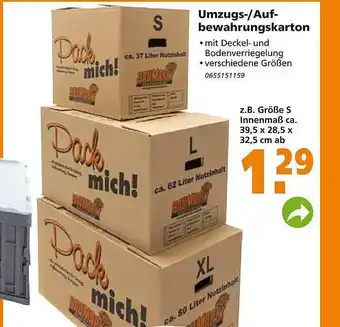 Globus Baumarkt Umzugs- Oder Aufbewahrungskarton Angebot