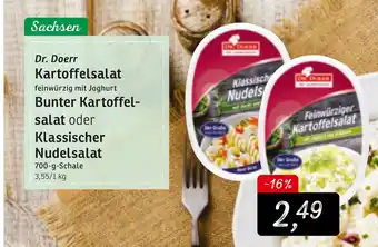 KONSUM Dr. Doerr Kartoffelsalat Bunter Kartoffelsalat oder Klassischer  Nudelsalat 700g Angebot