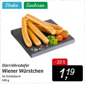 KONSUM Dürrröhrsdofer Wiener Würstchen 100g Angebot