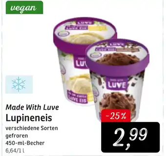 KONSUM Made With Luve Lupineneis 450ml Becher Angebot