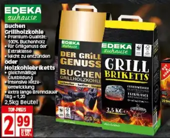 Elli Markt Edeka zuhause Buchen Grillholzkohle oder Holzkohlebriketts 2,5kg Angebot