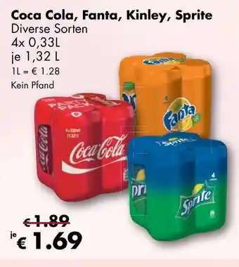 Travel Free Coca Cola, Fanta, Kinley, Sprite 4*330ml Angebot