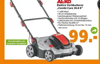 Globus Baumarkt Alko Elektro Vertikutierer „combi Care 36.8 E” Angebot