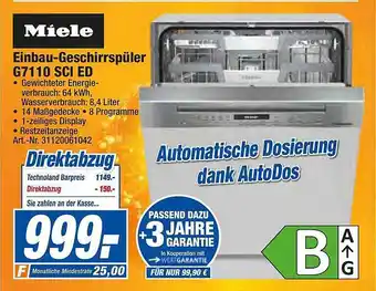 expert Techno Land Einbau-geschirrspüler G7110 Sci Ed Miele Angebot