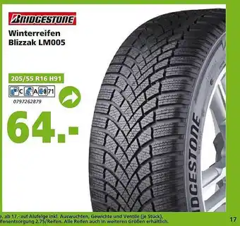 Globus Baumarkt Bridgestone Winterreifen Blizzak Lm005 Angebot