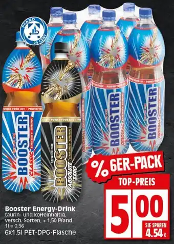 Elli Markt Booster Energy Drink 6x1,5L PET-DPG-Flasche Angebot