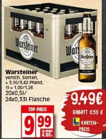 Elli Markt Warsteiner 20x0,5L/24x0,33L Flasche Angebot