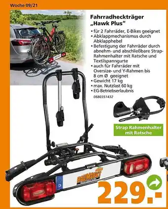 Globus Baumarkt Fahrradheckträger „hawk Plus” Angebot