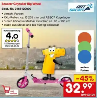 Netto Marken-Discount Art Sport Scooter Cityroller Big Wheel Angebot