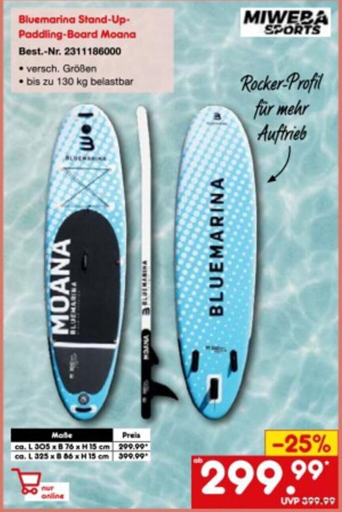 Bluemarina Stand Up Paddling Board Moana Angebot bei Netto MarkenDiscount