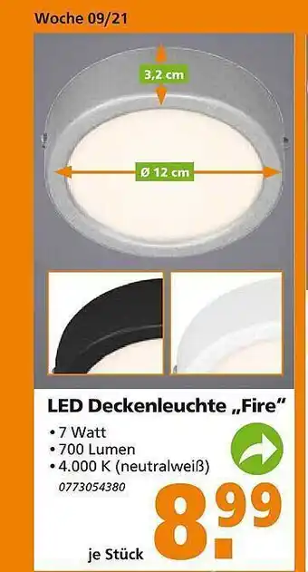 Globus Baumarkt Led Deckenleuchte „fire” Angebot