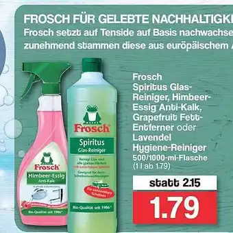 Famila Nord West Frosch Spiritus Glas Reinigur, Himbeeressig Anti Kalk, Grapefruit Fettentferner Oder Lavendel Hygiene Reiniger Angebot