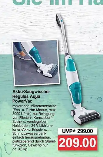 Famila Nord West Akku Saugwischer Regulus Aqua Powervac Angebot