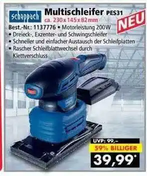 Norma24 Scheppach Multischleifer Pes31 Angebot