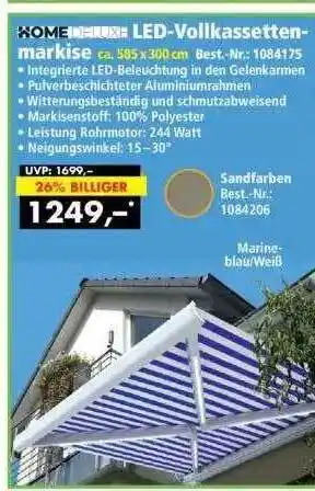 Norma24 Home Deluxe Led-vollkassettenmarkise Angebot