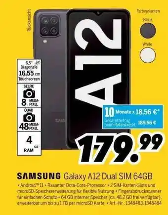 MEDIMAX Samsung Galaxy A12 Dual Sim 64gb Angebot