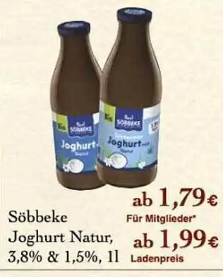 LPG Biomarkt Söbbeke Joghurt Natur Angebot