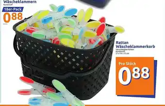 Action Wäscheklammern Oder Rattan Wäscheklammerkorb Angebot