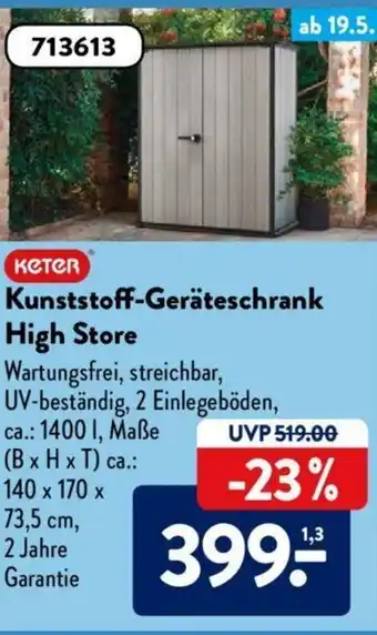 Aldi Süd KETER Kunststoff-Gerateschrank High Store Angebot