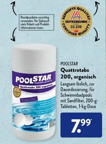 Aldi Süd POOLSTAR Quattrotabs 200, organisch Angebot